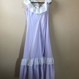 Vintage sleeveless ruffle prairie dress purple with lace